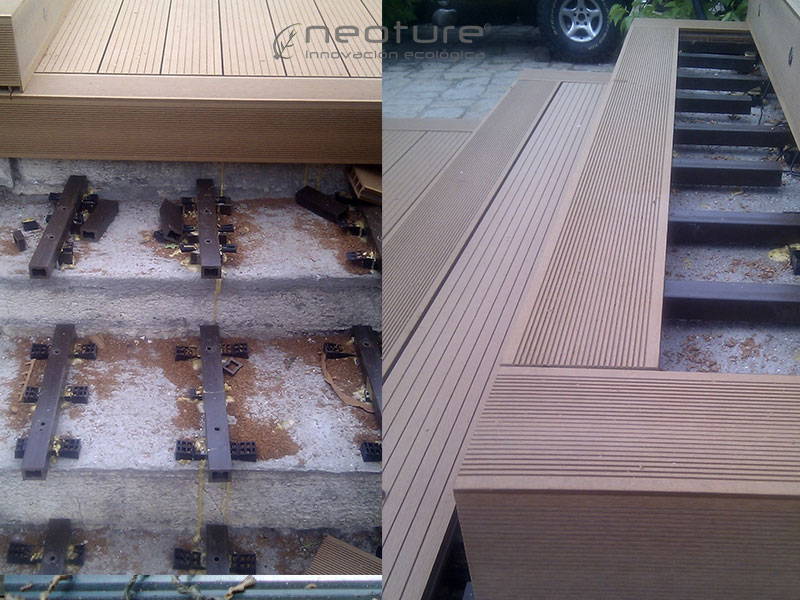 rastrelado escaleras con madera sintetica exterior